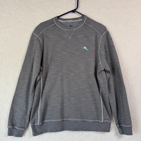Tommy Bahama Other - Tommy Bahama Sweater Mens Small Gray Crewneck Pullover‎ Marlin Logo Lightweight